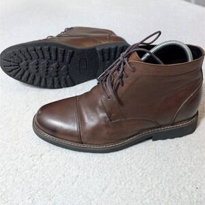 CALTO Y41081 3.2 Inch Height Increase Elevator Dark Brown Lace Up Boot 9.9/10